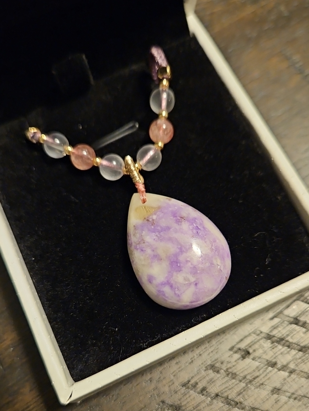 Purple Teardrop Hackmanite Pendant Necklace - Women Jewelry